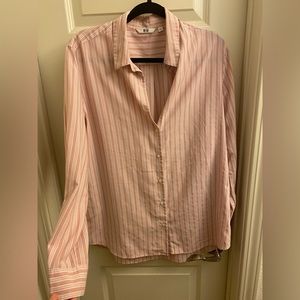 NWOT Uniqlo Pink Striped Shirt